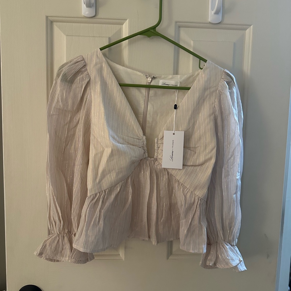 NWT Lovers + Friends Striped Metallic Top